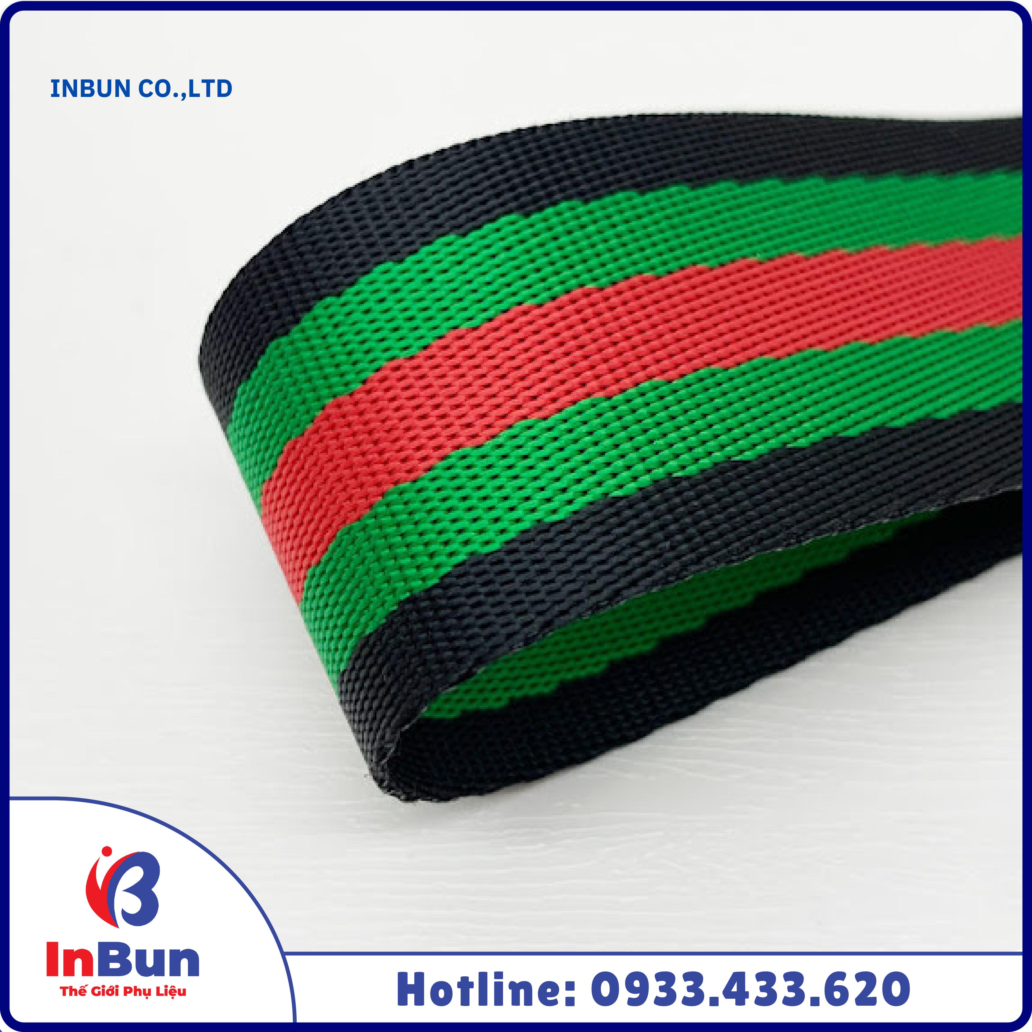 GREEN RED BLACK STRIPED WEBBING TAPE